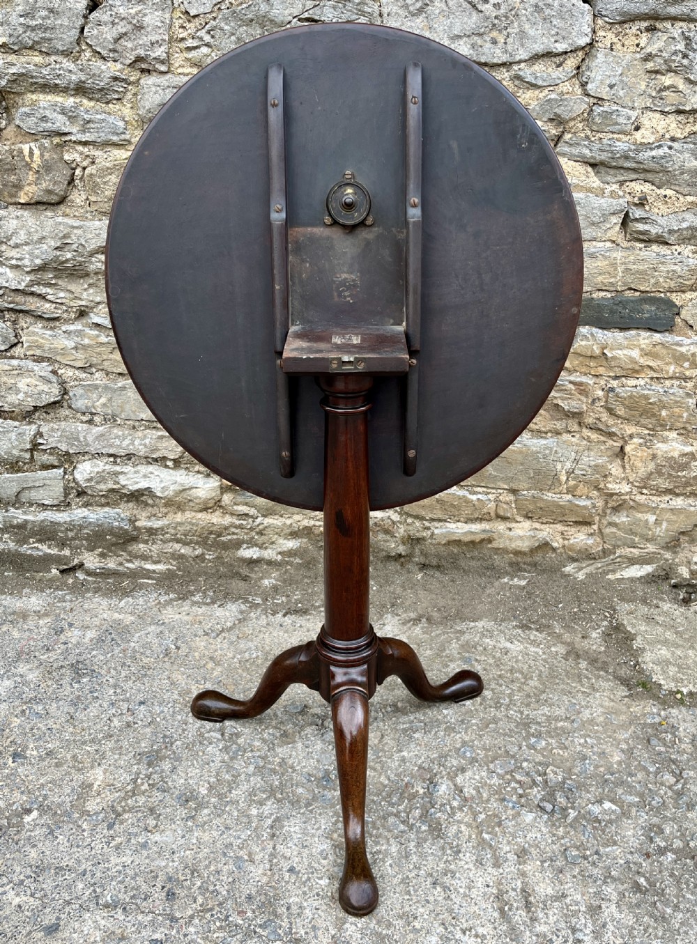 18th Century Georgian Mahogany Tilt Top Wine Table View XV