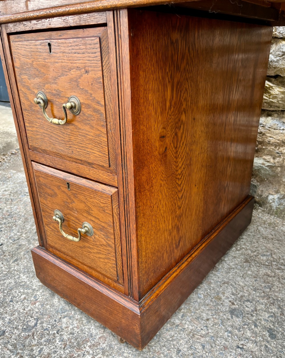 Small Antique Oak Pedestal Desk View VII