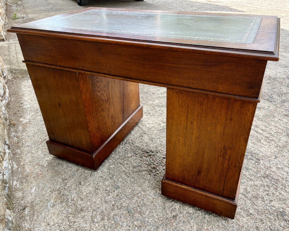 Small Antique Oak Pedestal Desk View XVIII