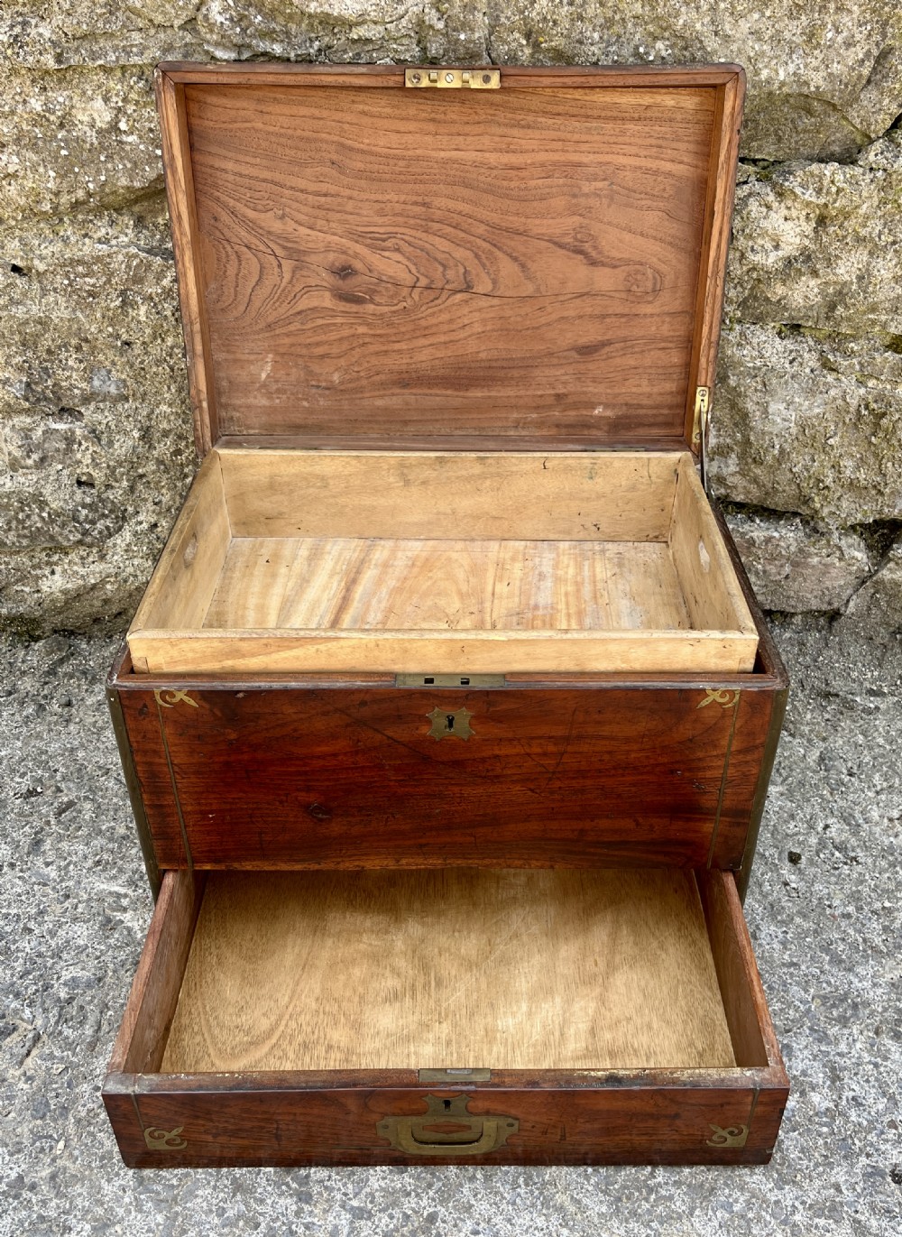 Antique Military Camphorwood Document Box View XX