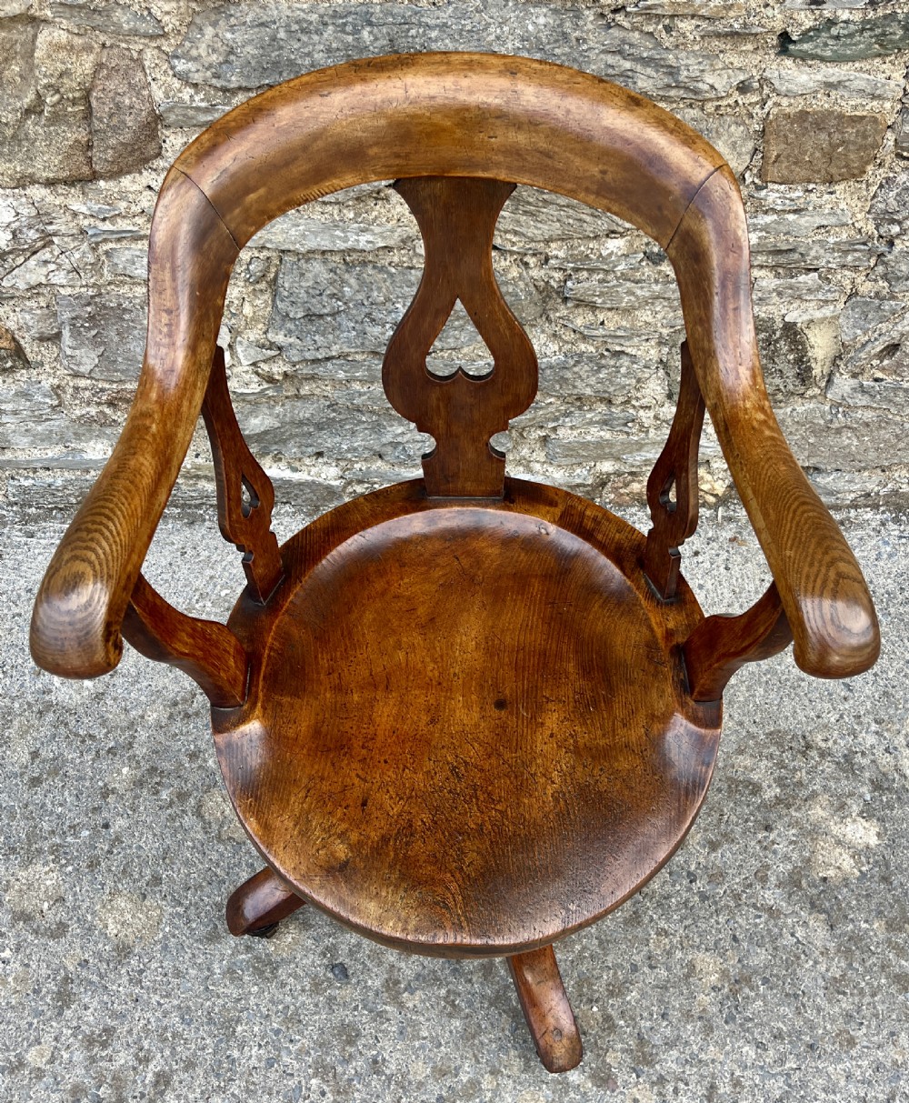 Antique Oak Swivel Desk Chair View VII