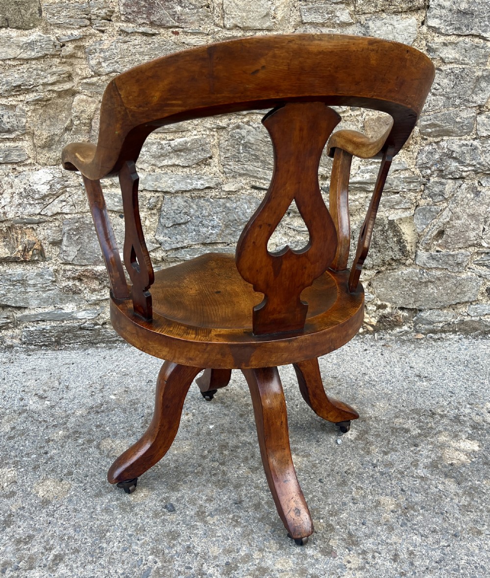 Antique Oak Swivel Desk Chair View VIII