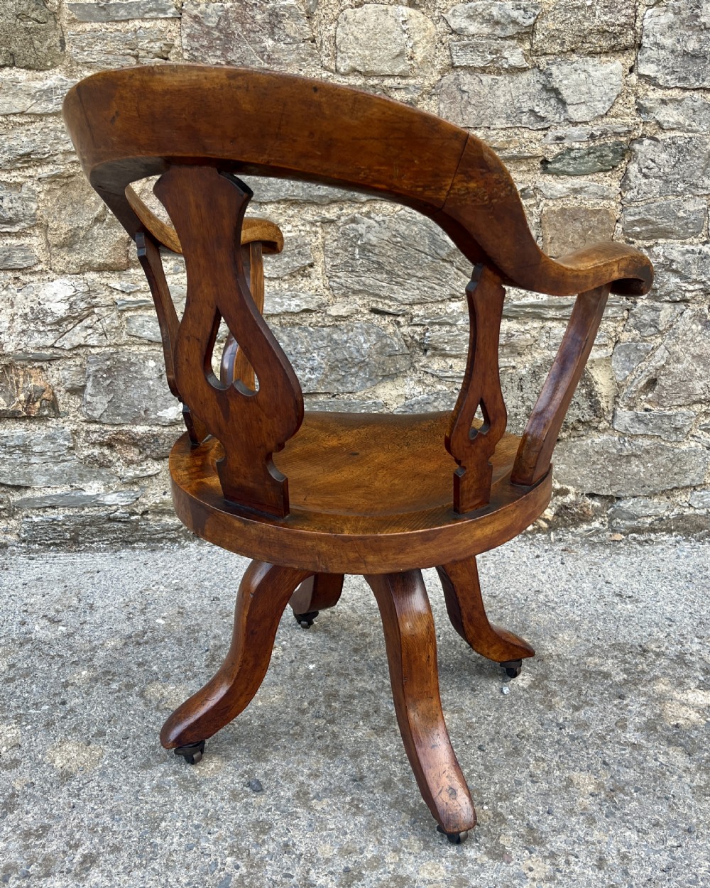 Antique Oak Swivel Desk Chair View IX