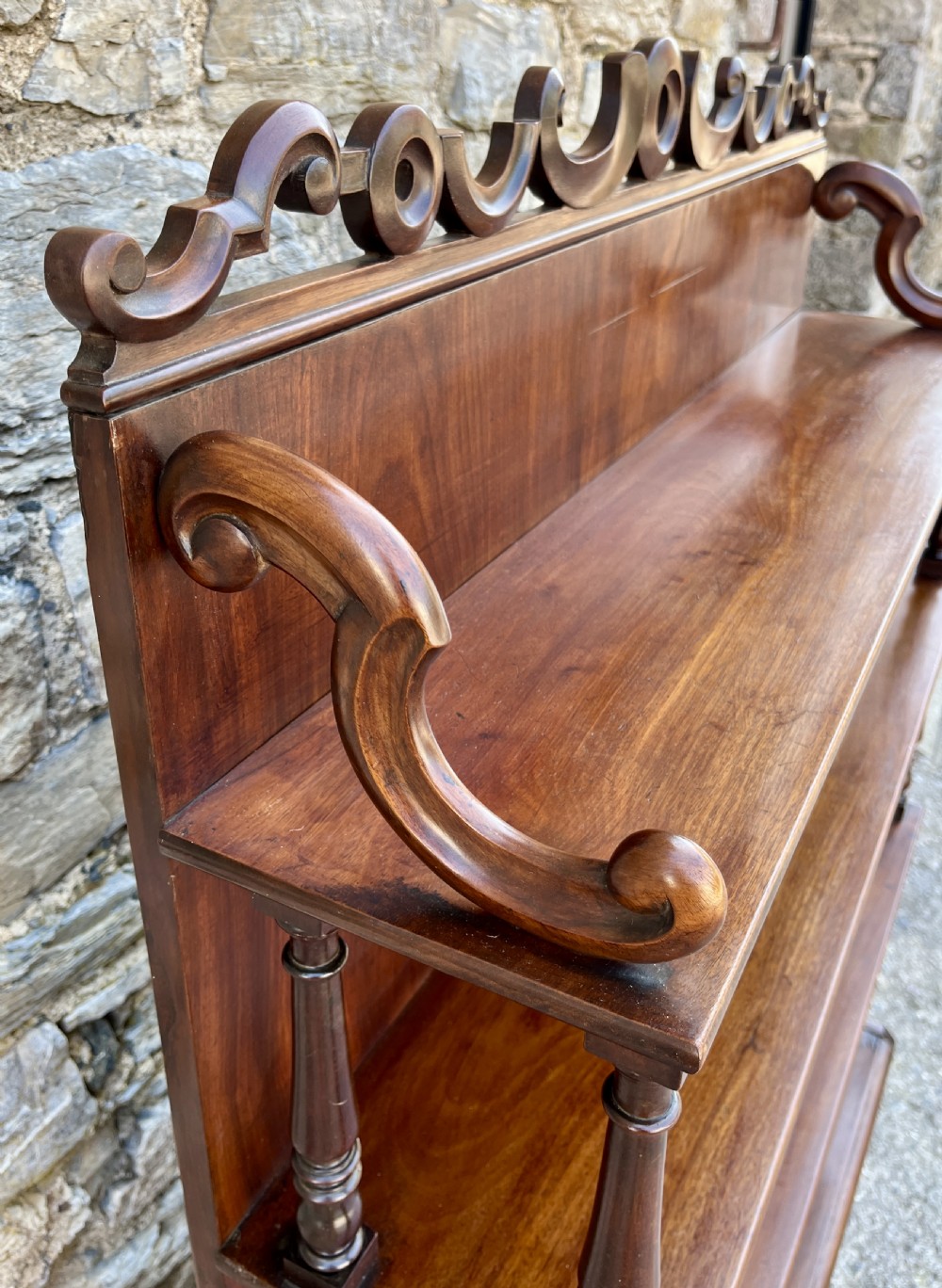 Antique Mahogany Waterfall Bookcase View X