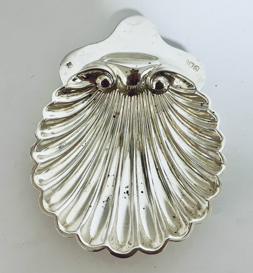 Antique Silver Shell Shaped Butter Dish View II