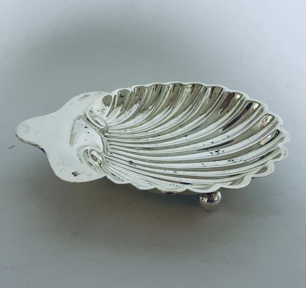 Antique Silver Shell Shaped Butter Dish View V