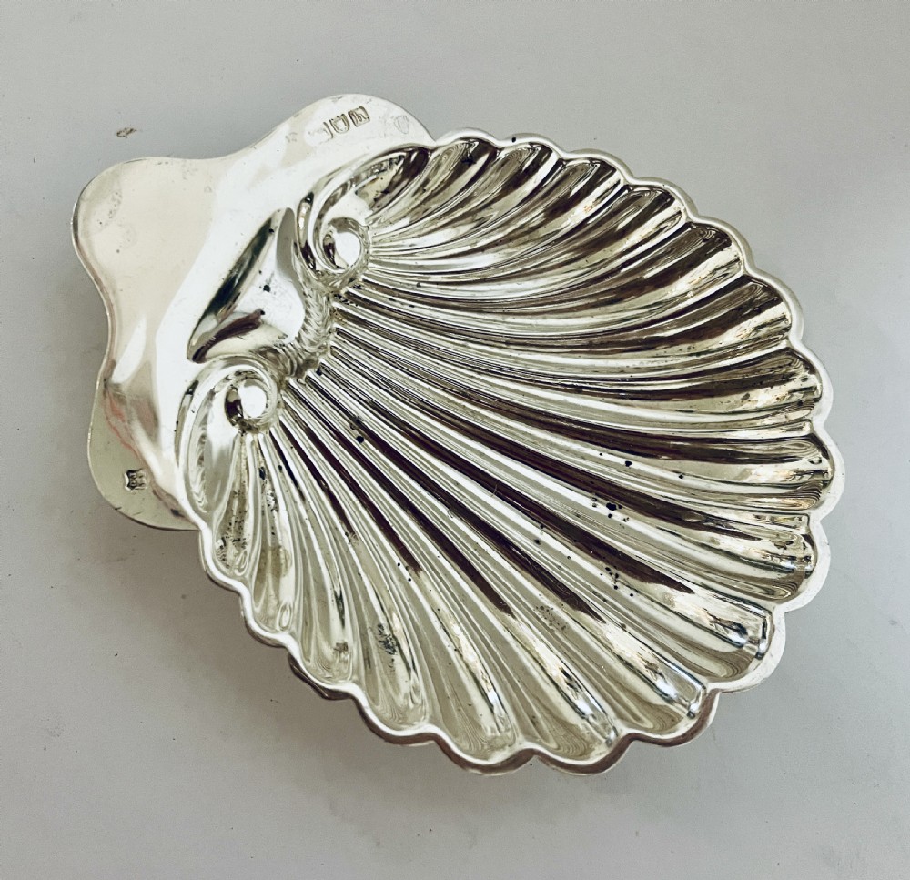 Antique Silver Shell Shaped Butter Dish View VI