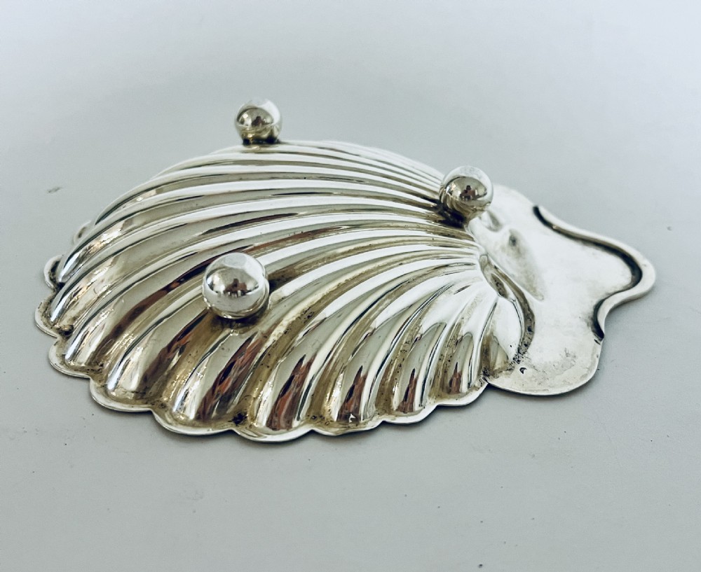 Antique Silver Shell Shaped Butter Dish View IX