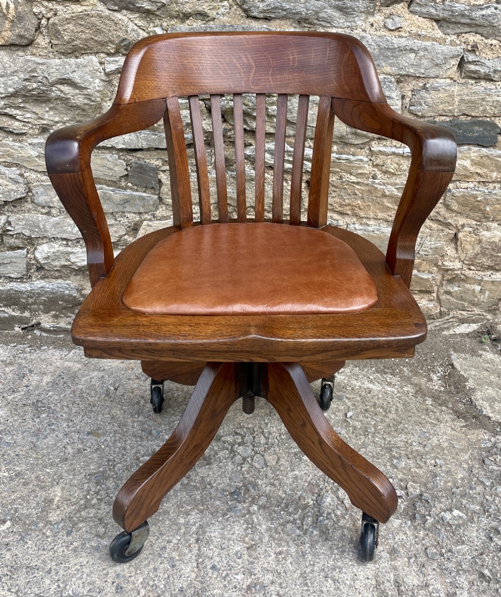 Antique Oak Swivel and Tilt Desk Chair View II