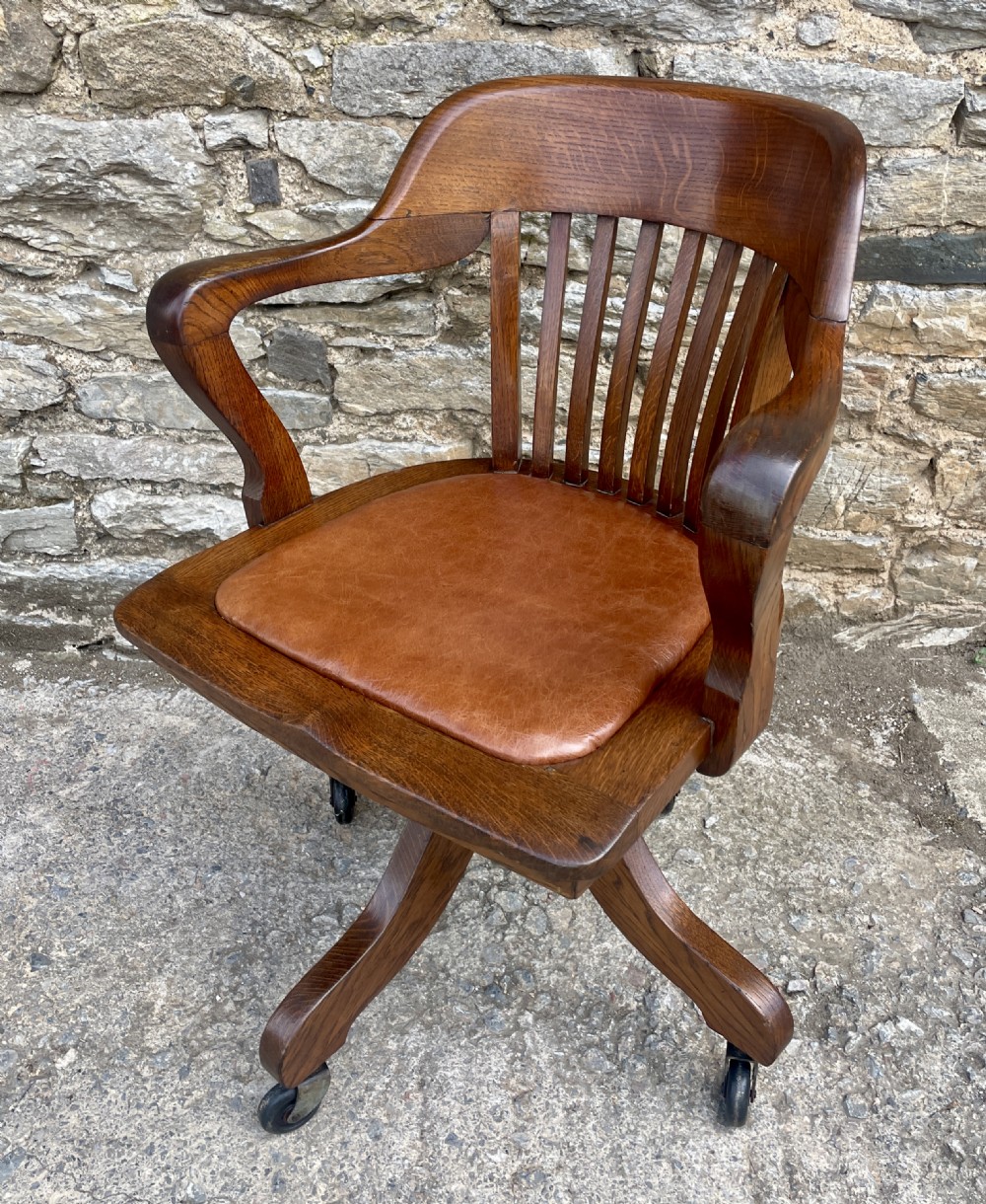 Antique Oak Swivel and Tilt Desk Chair View III