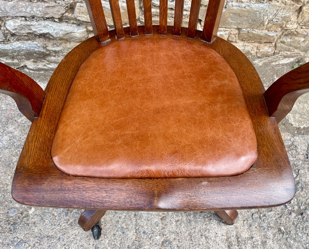 Antique Oak Swivel and Tilt Desk Chair View IV