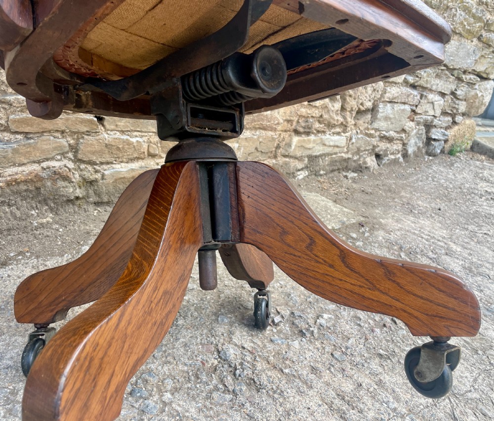 Antique Oak Swivel and Tilt Desk Chair View V