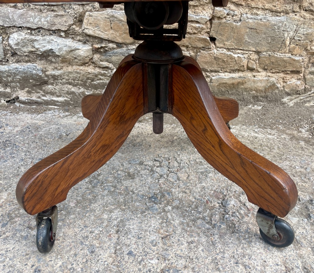 Antique Oak Swivel and Tilt Desk Chair View VIII
