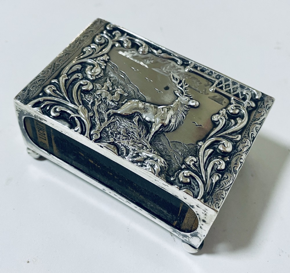 Antique Silver Match Box Holder
