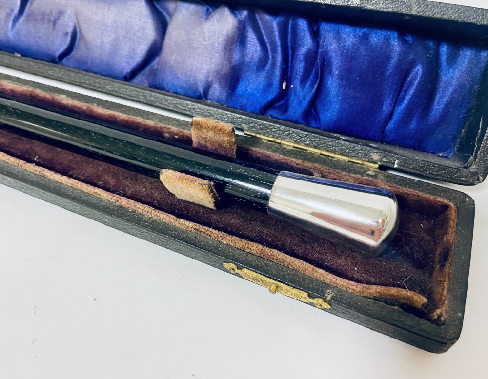 Antique Silver Mounted Ebony Conductors Baton View III