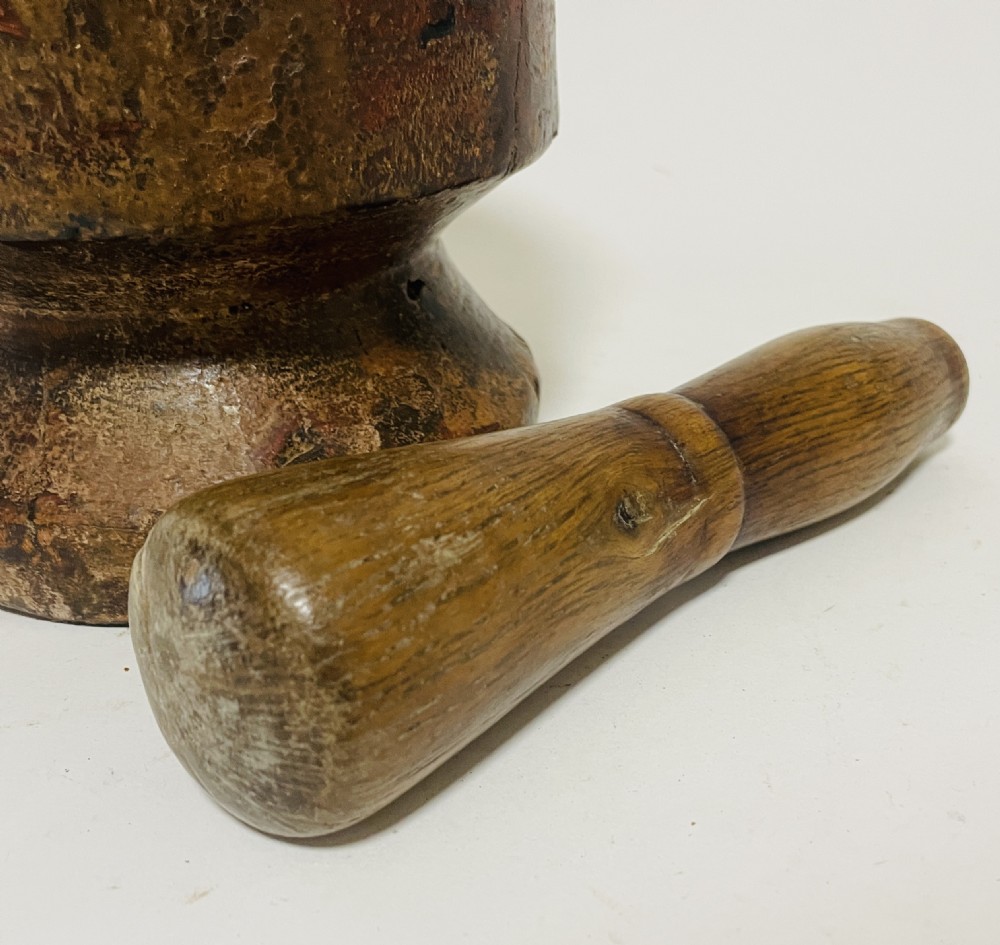 Antique Wooden Pestle and Mortar View XII