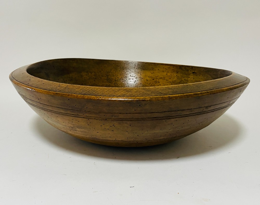 Large Antique Sycamore Dairy Bowl
 View II