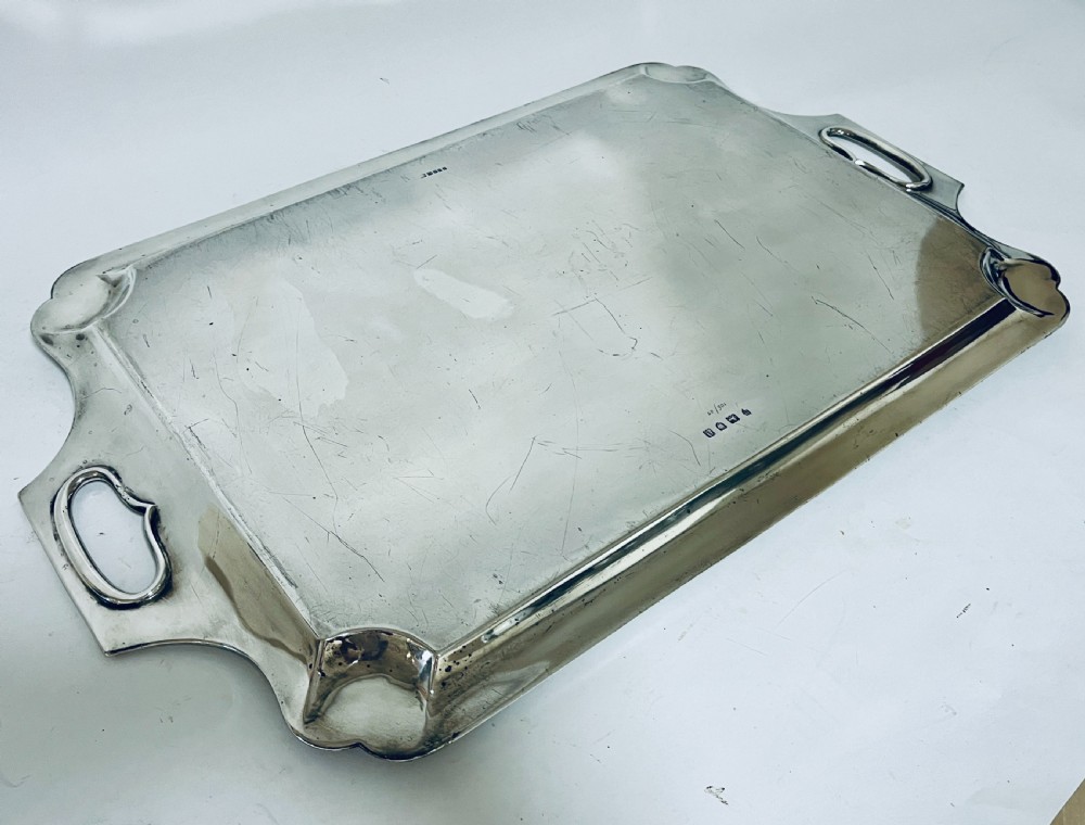Large Antique Silver Tray View XII