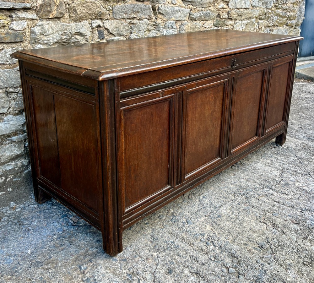 Large 18th Century Four Panel Oak Coffer View III