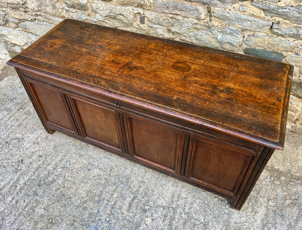 Large 18th Century Four Panel Oak Coffer View VIII