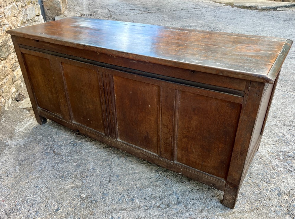Large 18th Century Four Panel Oak Coffer View X