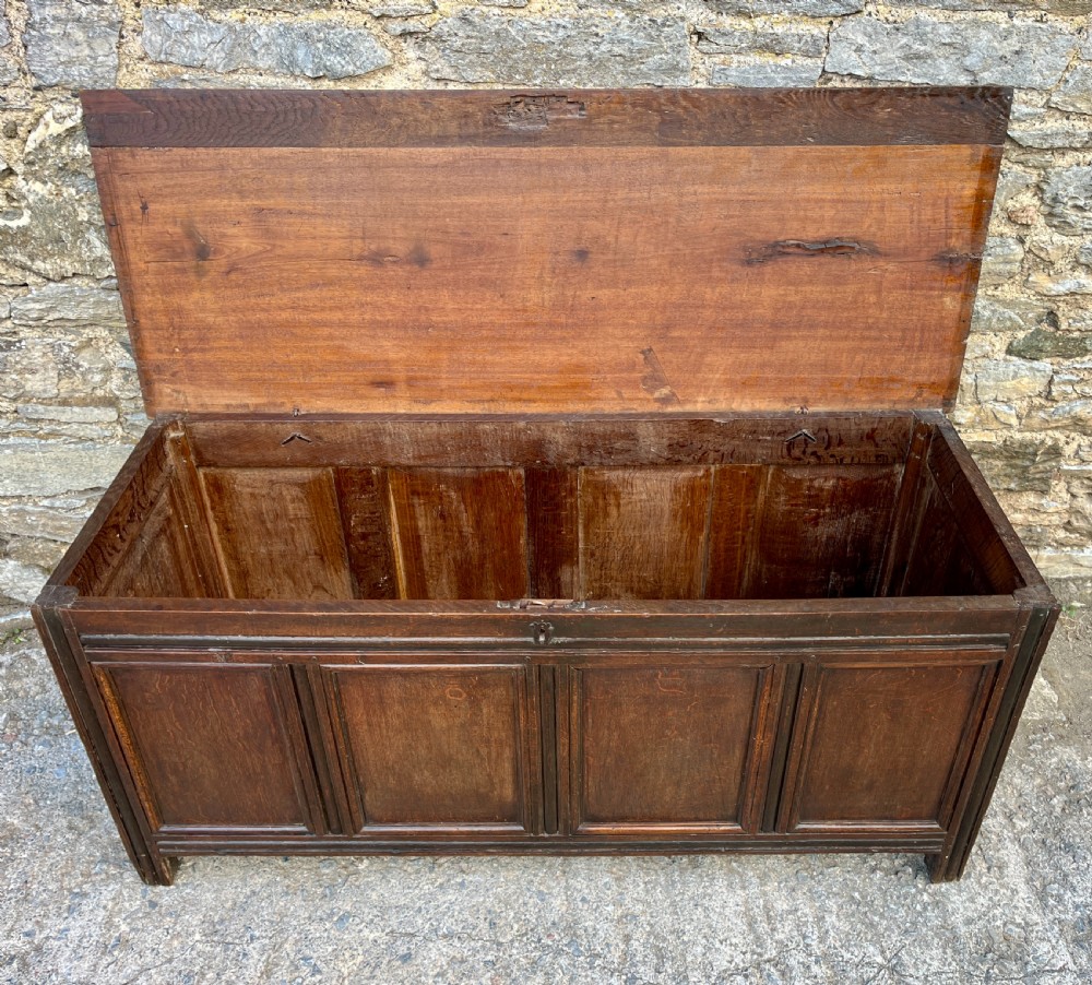 Large 18th Century Four Panel Oak Coffer View XIII