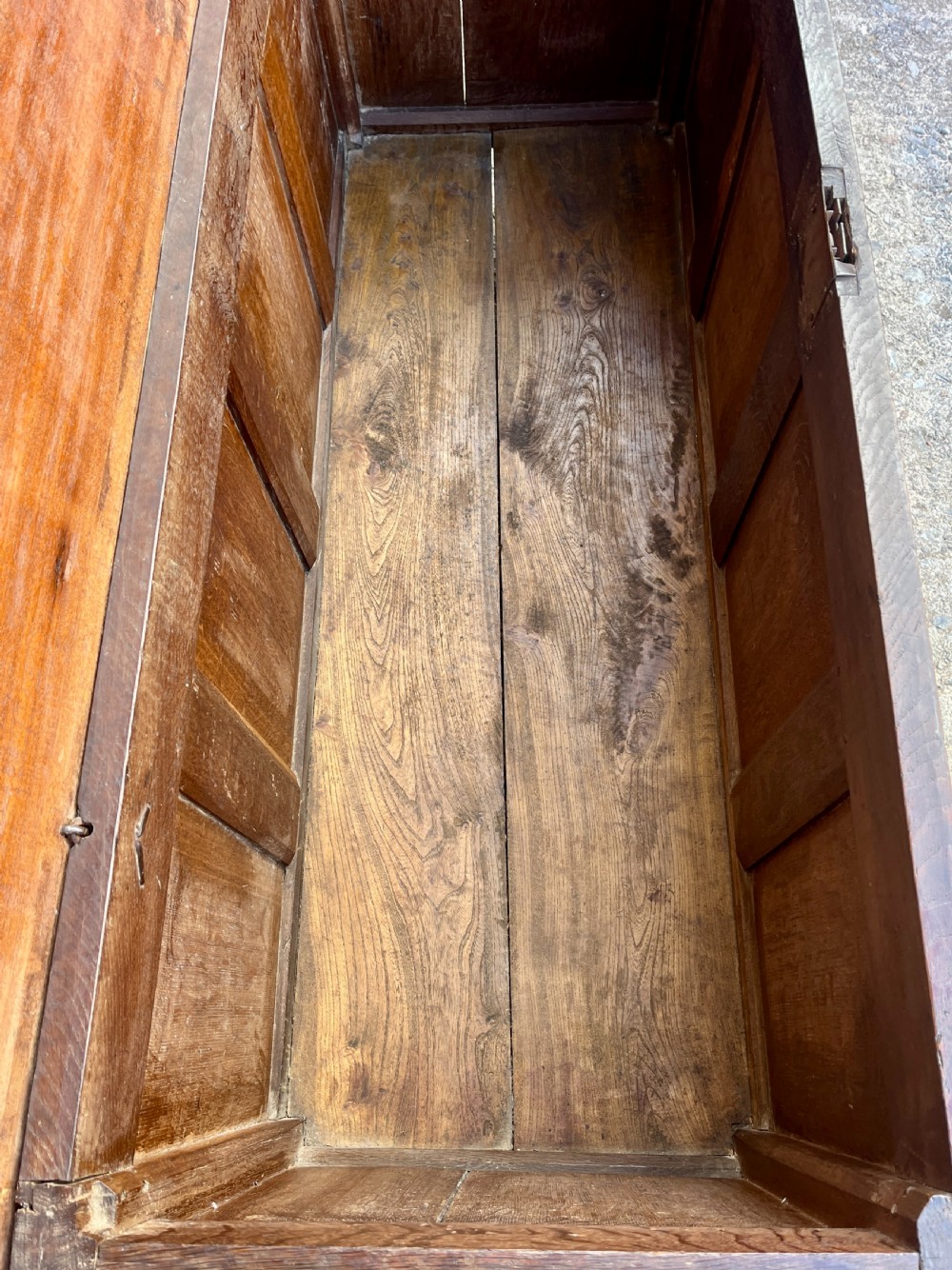 Large 18th Century Four Panel Oak Coffer View XV