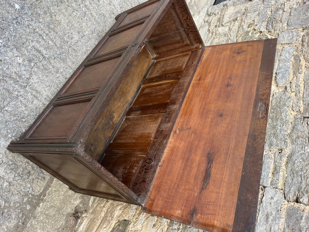Large 18th Century Four Panel Oak Coffer View XVI