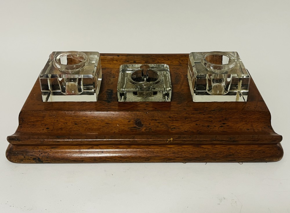 Large Edwardian Oak Desk Stand