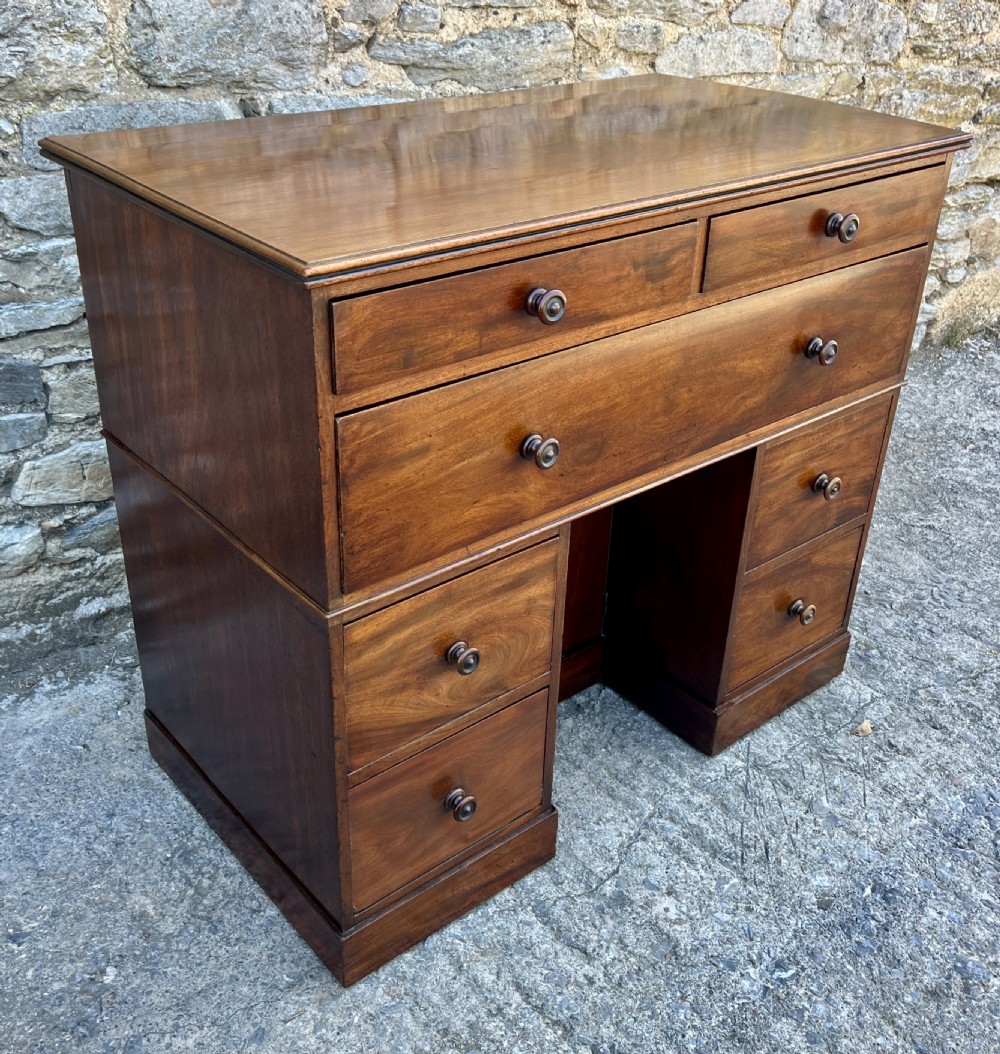 Victorian Mahogany Naval Two Part Kneehole Captains Desk View IV
