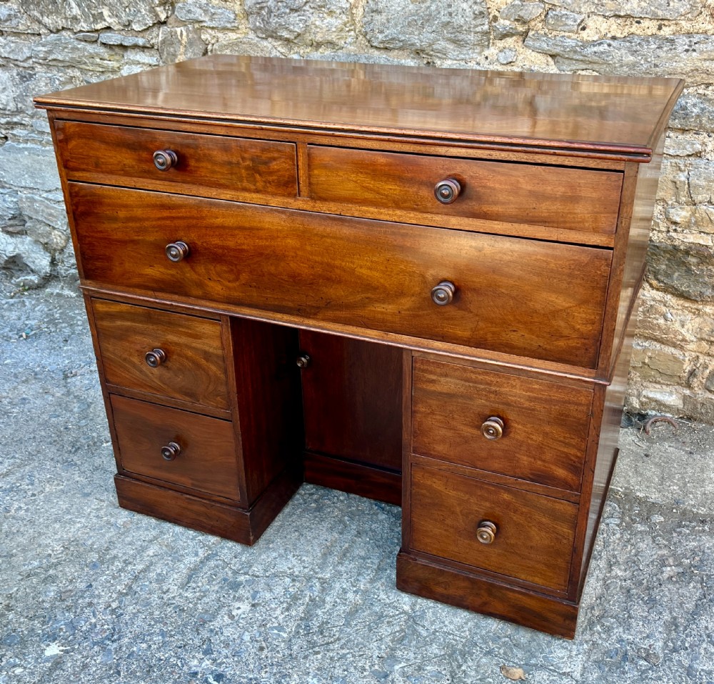 Victorian Mahogany Naval Two Part Kneehole Captains Desk View VII