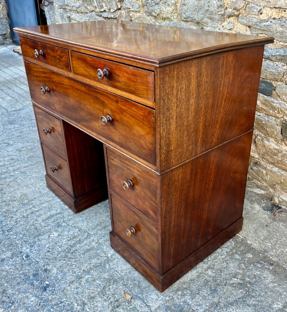 Victorian Mahogany Naval Two Part Kneehole Captains Desk View VIII