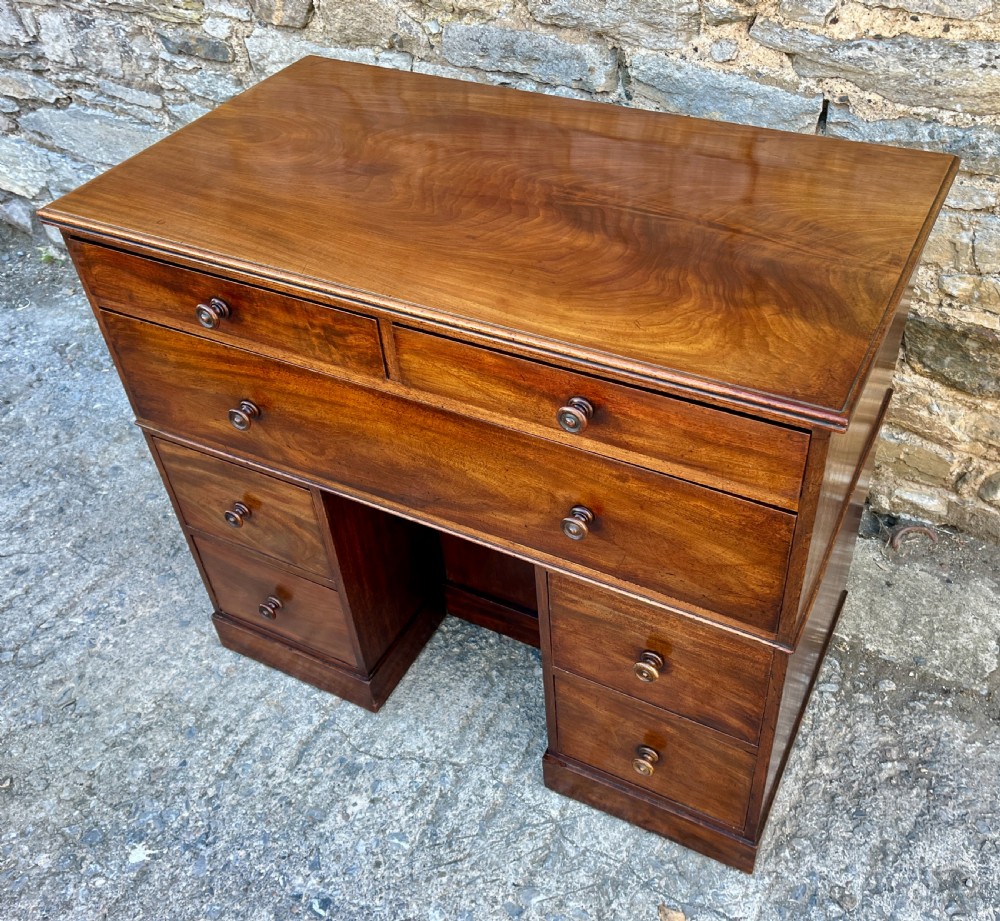 Victorian Mahogany Naval Two Part Kneehole Captains Desk View IX