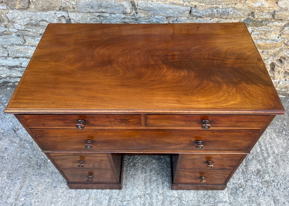 Victorian Mahogany Naval Two Part Kneehole Captains Desk View X