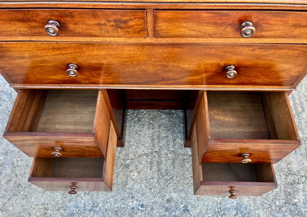 Victorian Mahogany Naval Two Part Kneehole Captains Desk View XI