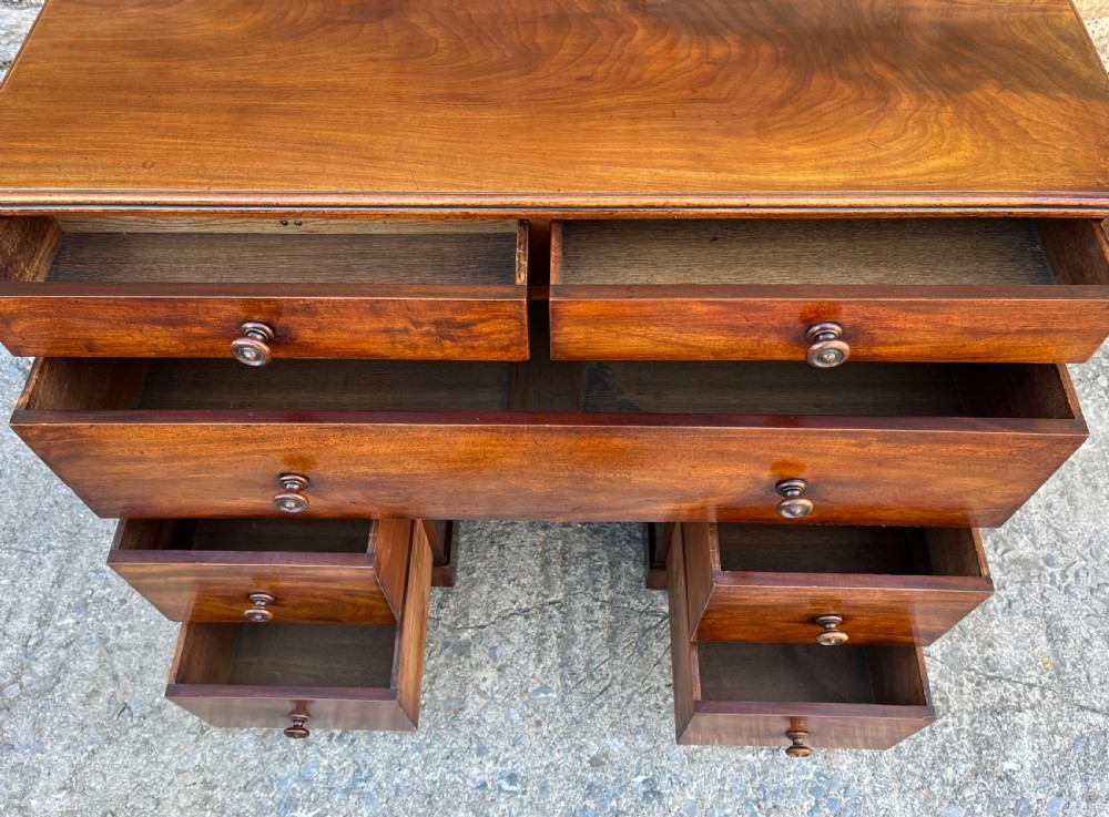 Victorian Mahogany Naval Two Part Kneehole Captains Desk View XII