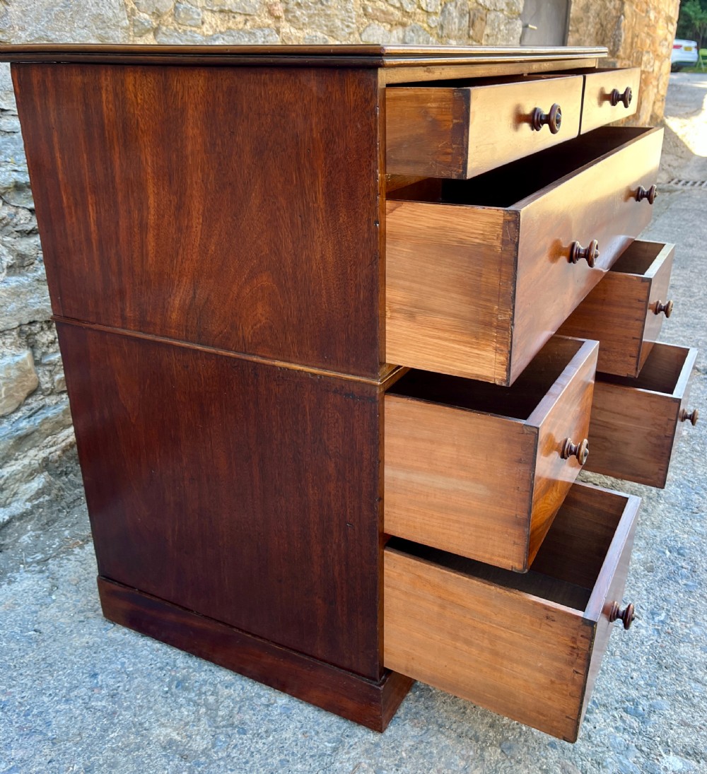 Victorian Mahogany Naval Two Part Kneehole Captains Desk View XIII