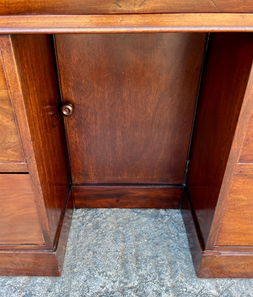 Victorian Mahogany Naval Two Part Kneehole Captains Desk View XV