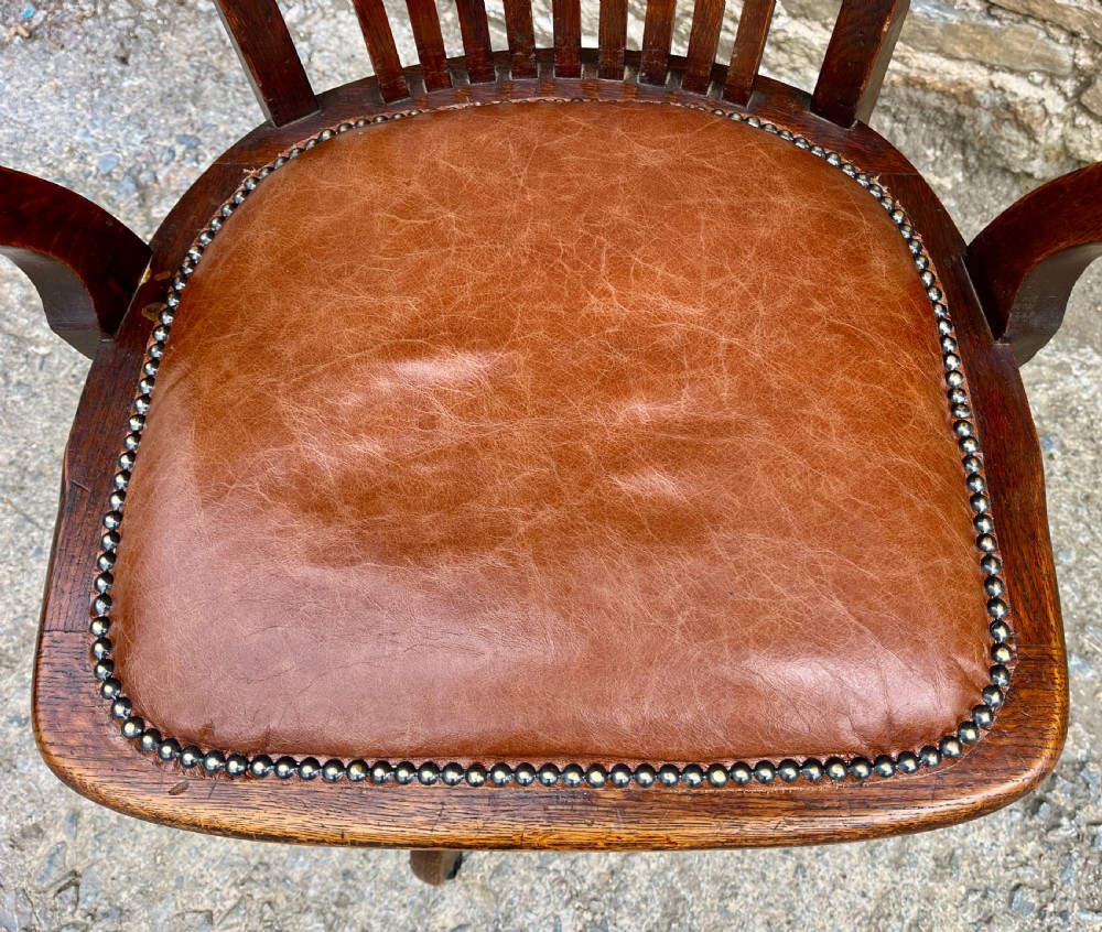 Antique Oak Swivel Desk Chair View X