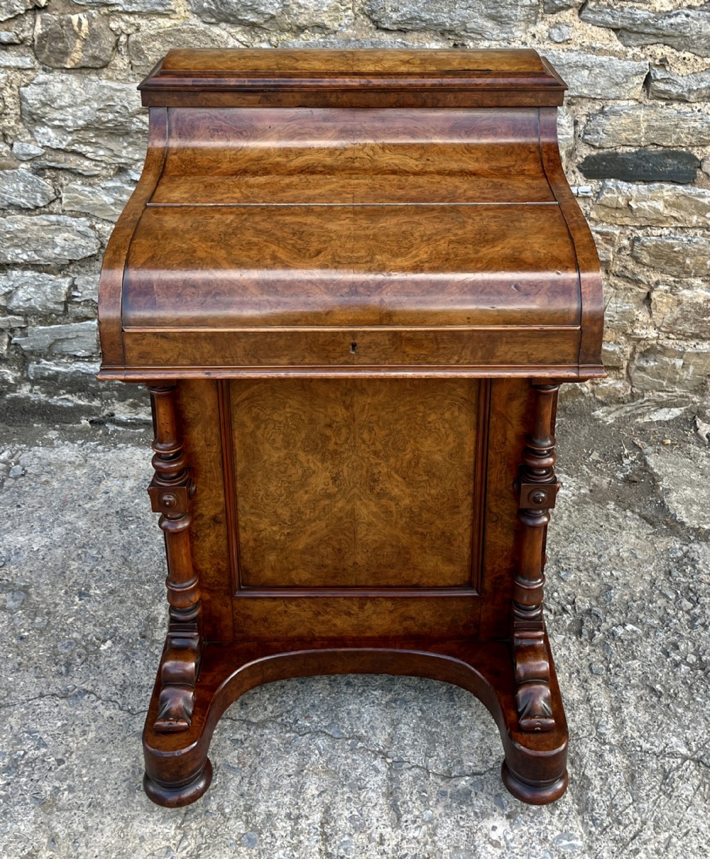 Victorian Burr Walnut Piano Top Davenport
