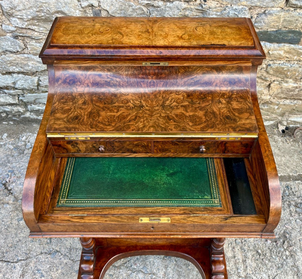 Victorian Burr Walnut Piano Top Davenport
 View II