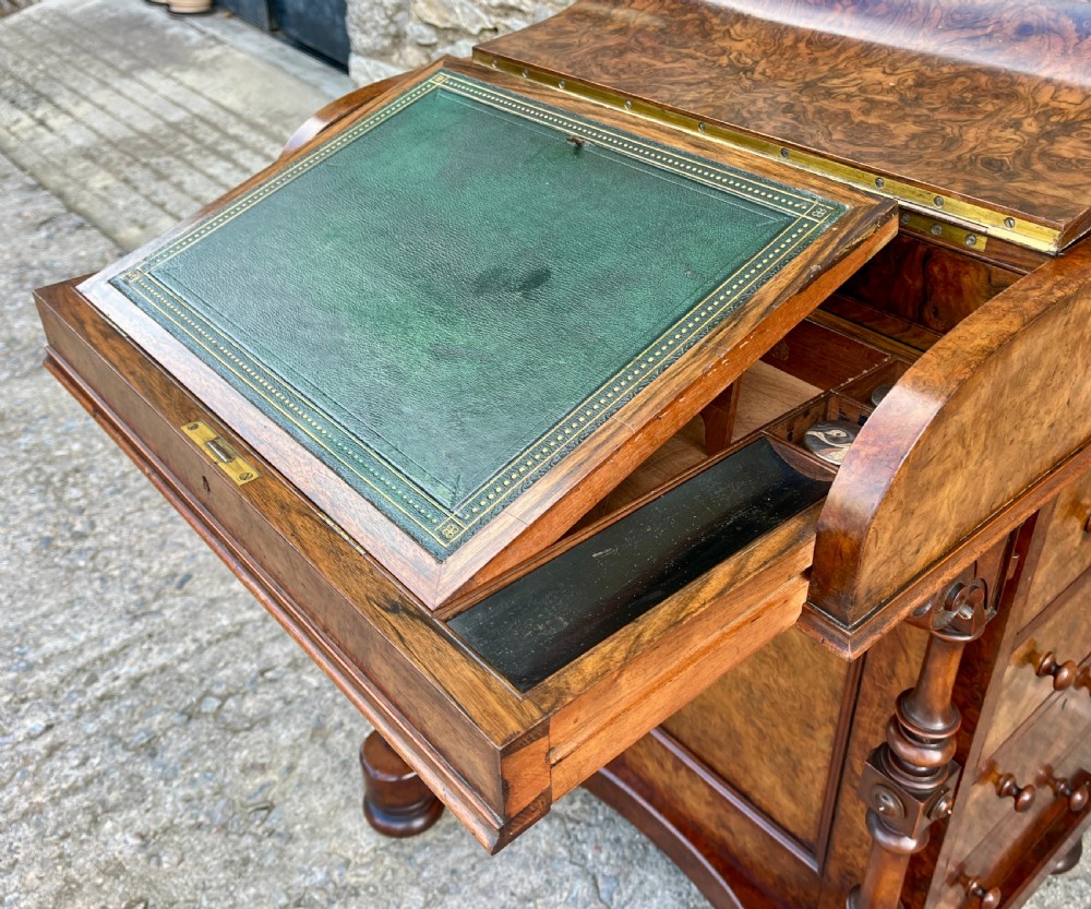 Victorian Burr Walnut Piano Top Davenport
 View V