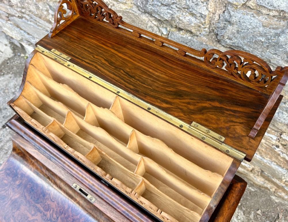 Victorian Burr Walnut Piano Top Davenport
 View IX