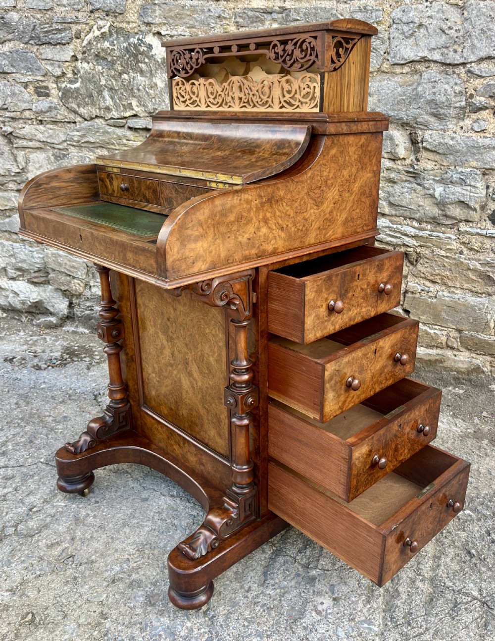 Victorian Burr Walnut Piano Top Davenport
 View XII