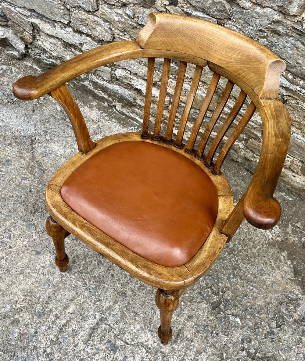 Antique Oak Desk Chair View XI