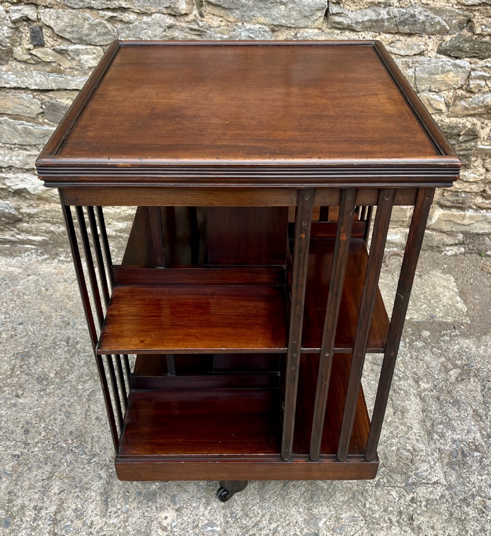 Antique Mahogany Revolving Bookcase View XI
