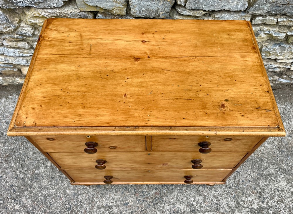 Small Antique Stripped Pine Chest of Drawers View II
