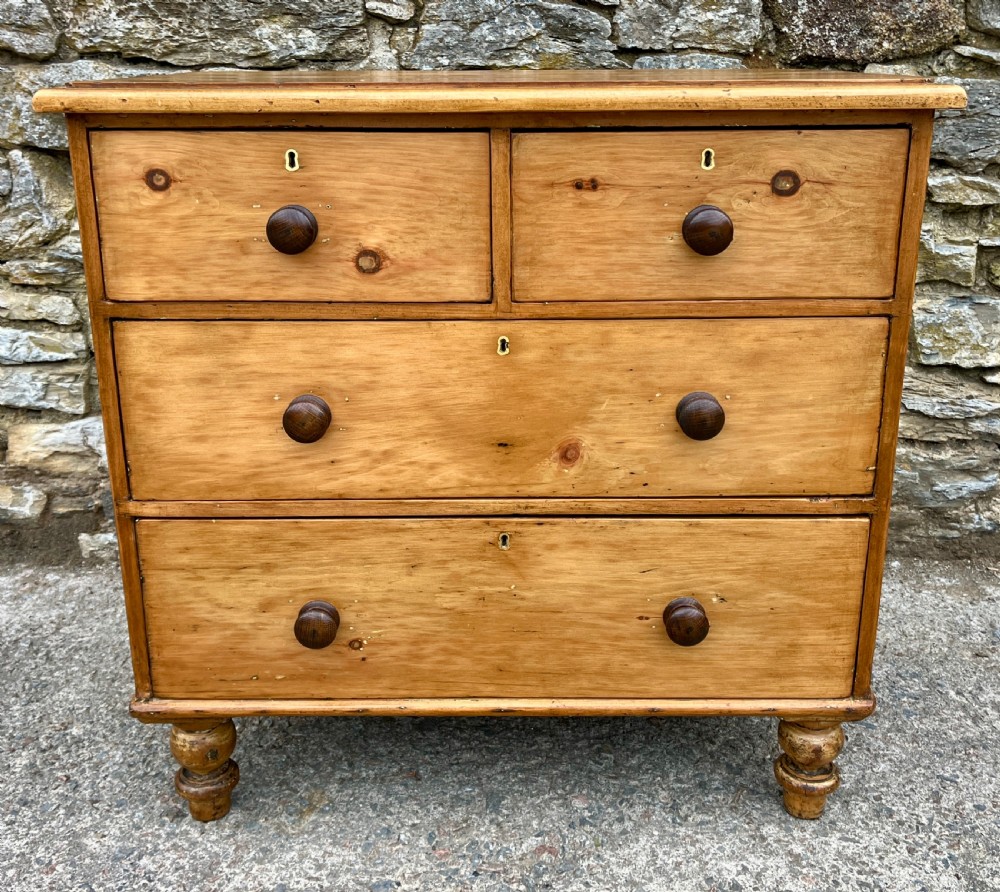 Small Antique Stripped Pine Chest of Drawers View III