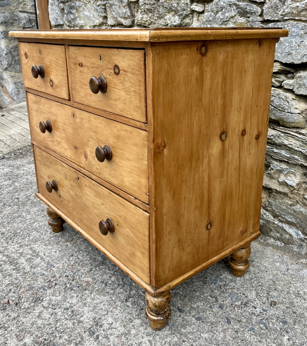 Small Antique Stripped Pine Chest of Drawers View IV