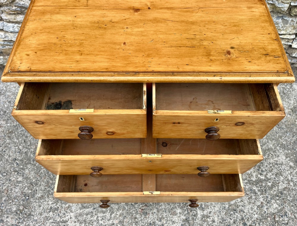 Small Antique Stripped Pine Chest of Drawers View VII
